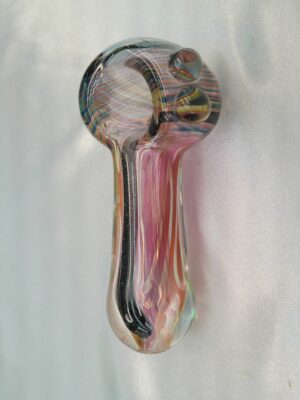 3.75" Pink & Gray Stripes Glass Bowl