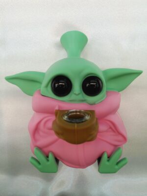 4.75" Silicone Pink Yoda w/Glass Bowl