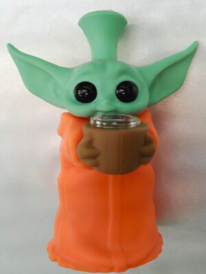 5.5" Silicone Orange Yoda w/Glass Bowl