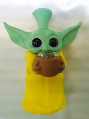 5.5" Silicone Yellow Yoda w/Glass Bowl