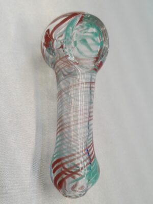 2.75" Teal & Red Stripes Glass Bowl