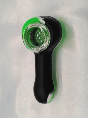 3" Black, Green & White Silicone Pipe w/ Bowl