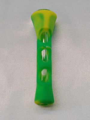 3.25" Green & Yellow Silicone/Glass Chillum
