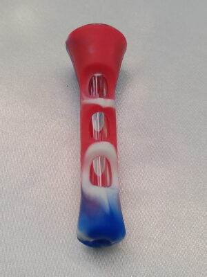 3.25" Red, White & Blue Silicone/Glass Chillum