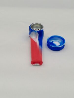 3.5" Red, White & Blue Silicone Pipe w/ Aluminum Bowl & Cap