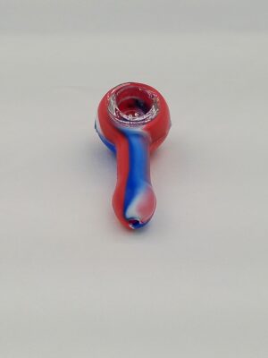 3" Red, White & Blue Silicone Pipe w/ Glass Bowl